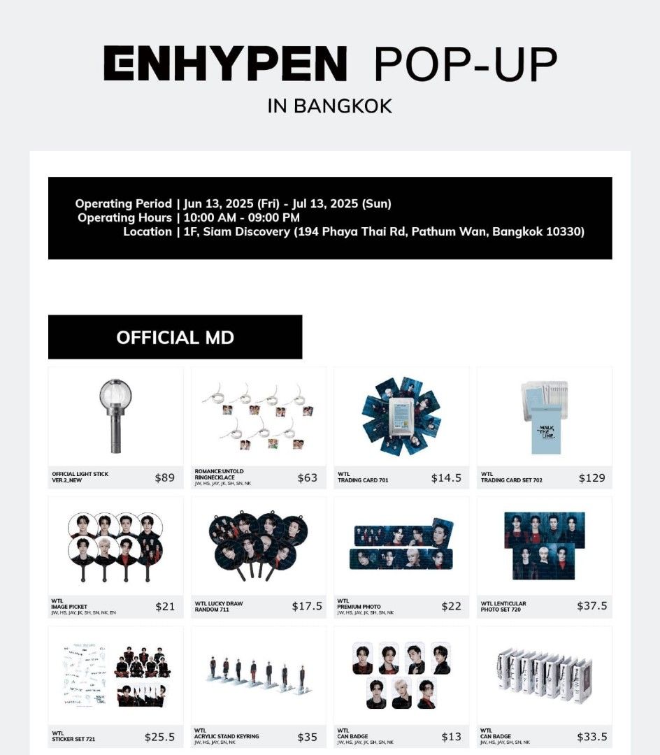 QUICK PO] ENHYPEN POP-UP IN BANGKOK 'Walk The Line', Toys