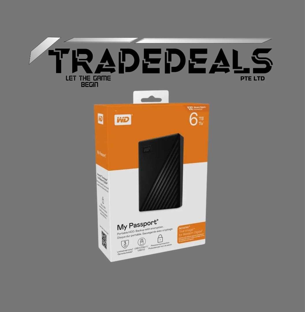 Western Digital My Passport External Hard Drive (1TB / 2TB / 4TB / 5TB / 6TB) USB 3.0 [ 3 Year Warranty By WD ]62863110665603114