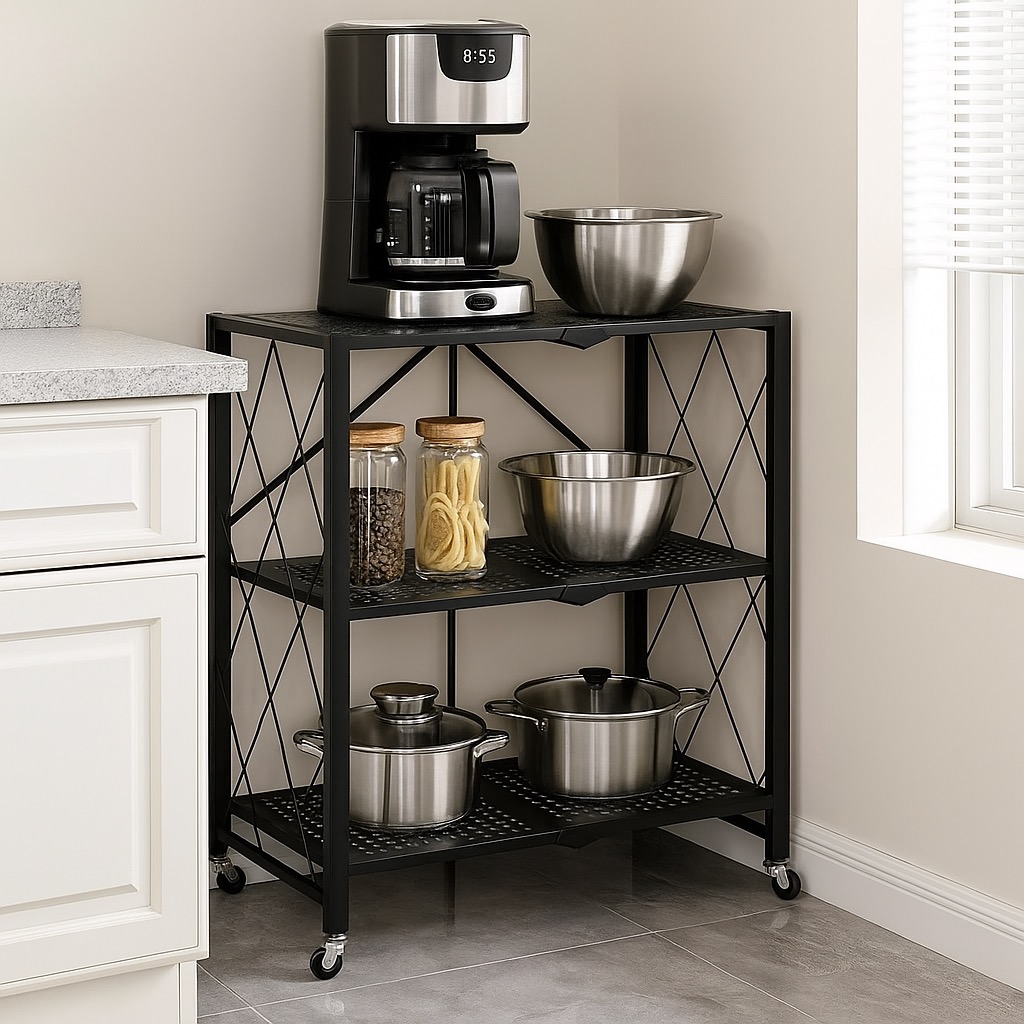 Rolling Kitchen Storage Rack | Multi Tier Utility Shelf | Microwave ...
