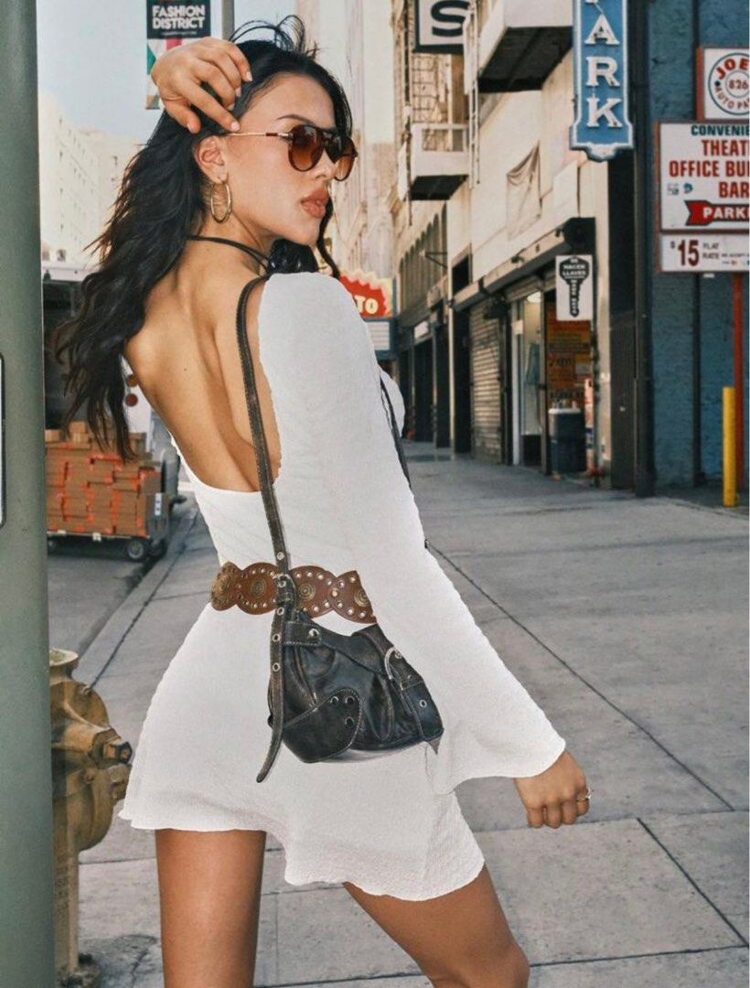 SHEIN EZwear White Knitted Backless Mini Dress For Women, Women's Fashion,  Dresses & Sets, Dresses on Carousell
