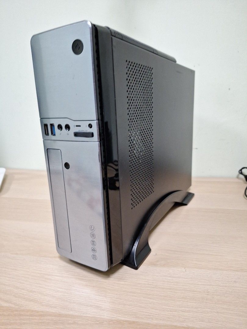 Silver Mini Low Profile Desktop PC Tower Case with PSU 250W and stand62853057126147114