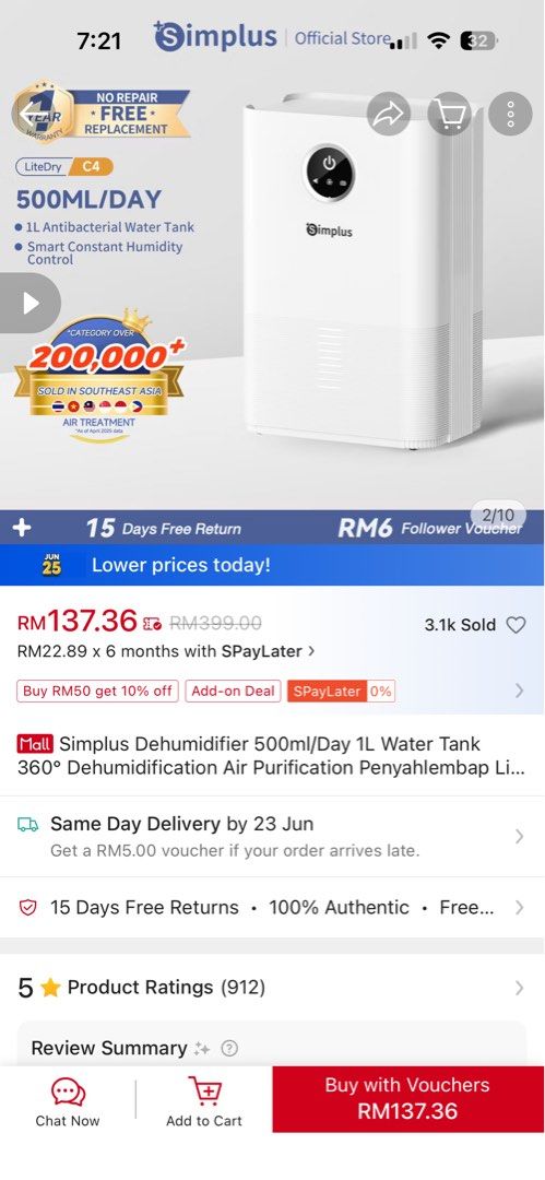 Simplus Dehumidifier, TV & Home Appliances, Air Purifiers ...