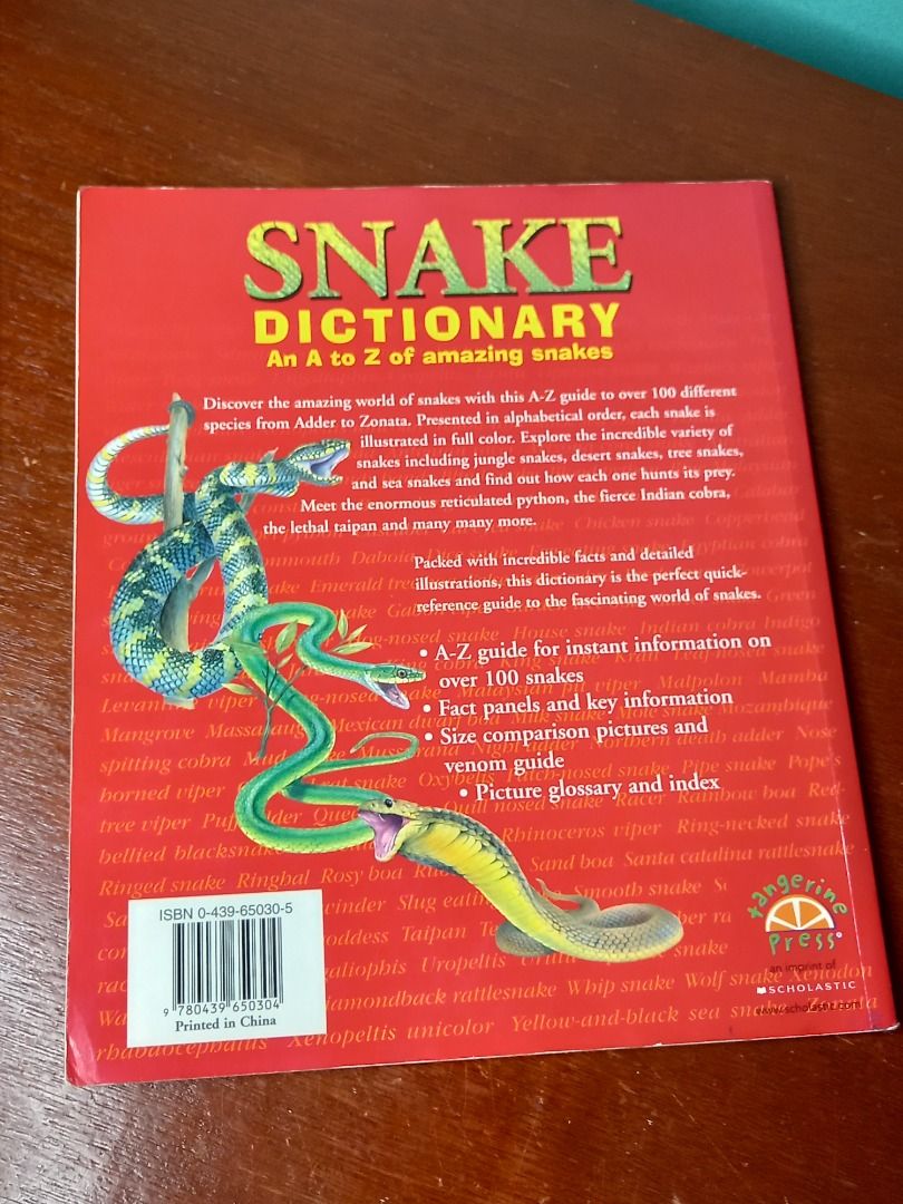 Snakes Dictionary An A to Z Of Amazing Snakes Book, Hobbies & Toys ...