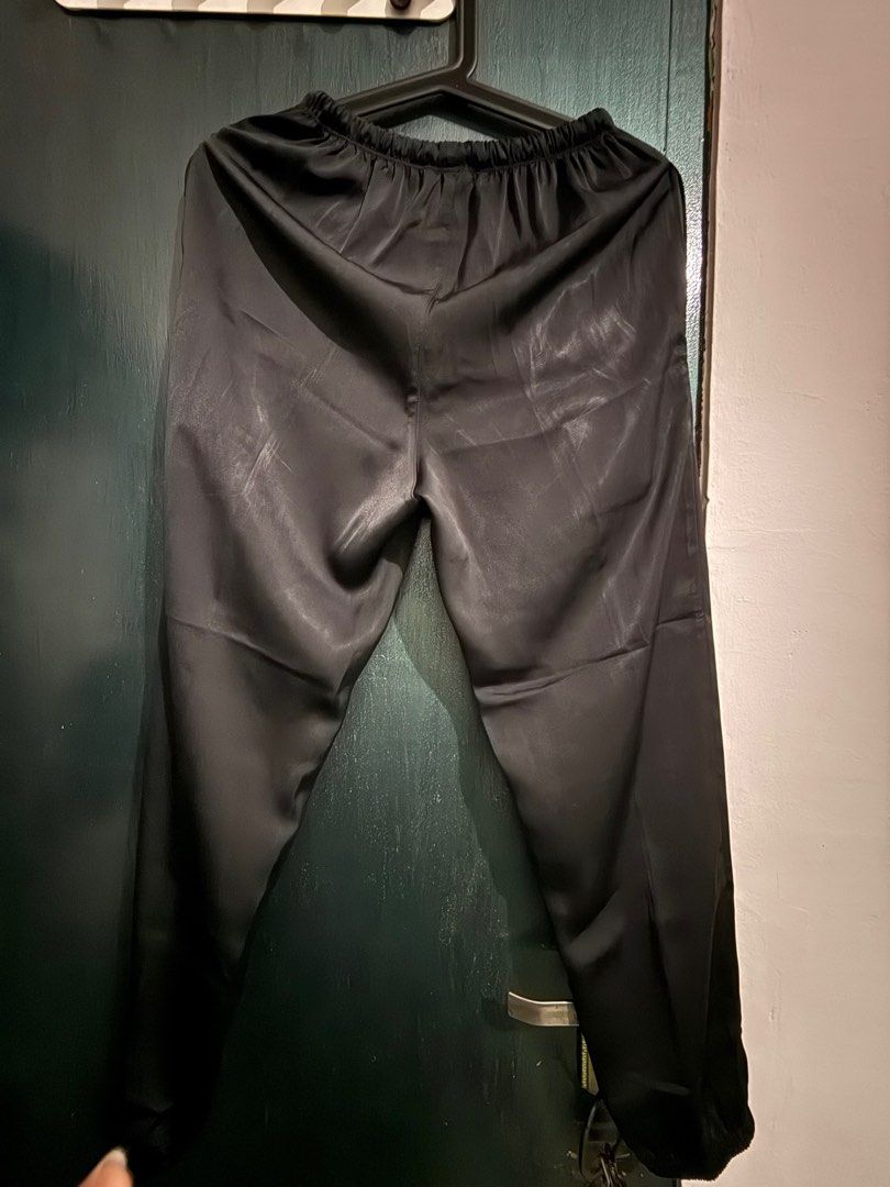 Satin Drape Jogger Uniqlo Black Jogger Pants Satin Sarouel