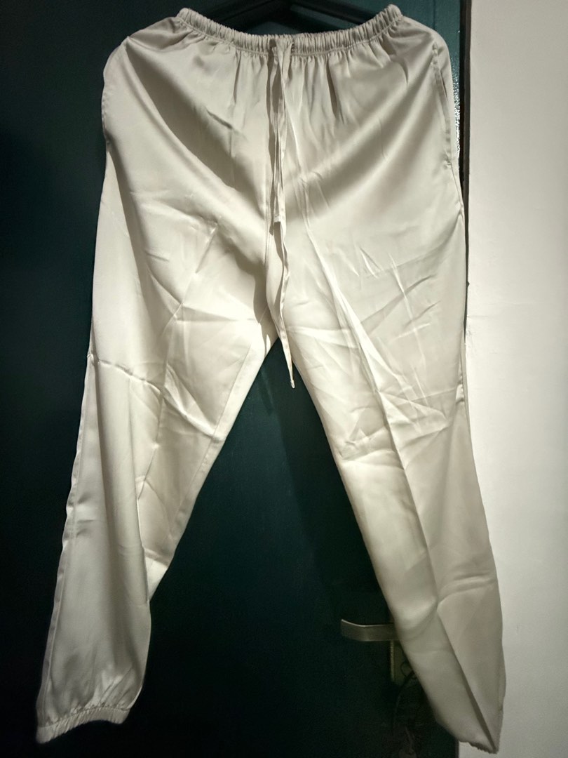 PRELOVED UNIQLO Satin Drape Jogger Pants Natural