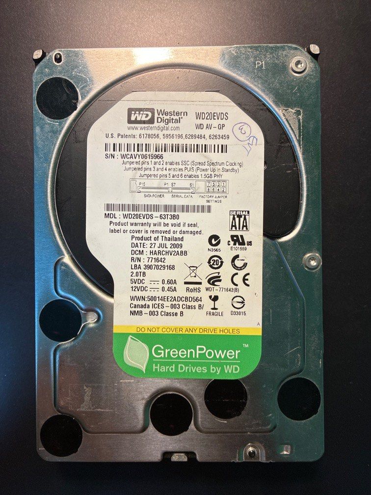 2TB SATA HDD Western Digital Seagate Hitachi 628630602821141126