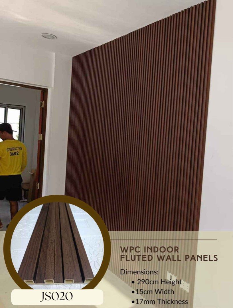 WPC FLUTTED PANEL 2.9meters x 15cm (Category: Wall Decor) located in Quezon City. Submitted by homedecor0824 (Listing ID 1376064133, Image 2). Description: 😍WE ARE ON SALE!😍 WPC FLUTED PANEL Indoor panel 9.5ft × 15.5cm × 8mm -290 9.5ft × 15cm × 17mm -350 9.5ft × 16cm × 24mm - 390 And also available: UPVC ceiling,UV board, SPC Click Lock, vinyl flooring, Pu stone pm for more info Order now..... ❤️WATER PROOF ❤️MOISTURE PROOF ❤️FIRE RETARDANT ❤️T