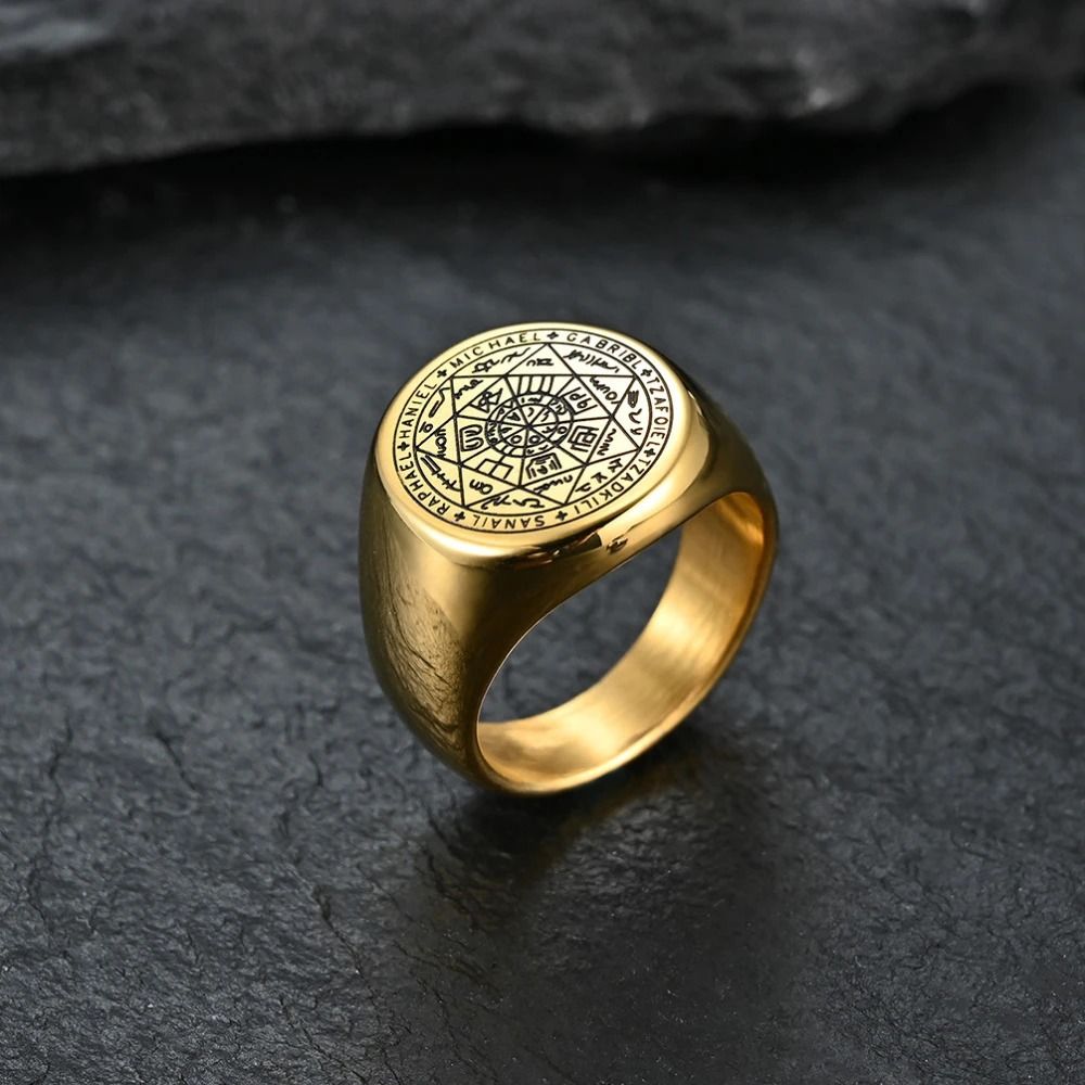 YILUOCD Seal of The Seven Archangels Rings for Men The Key of Solomon ...