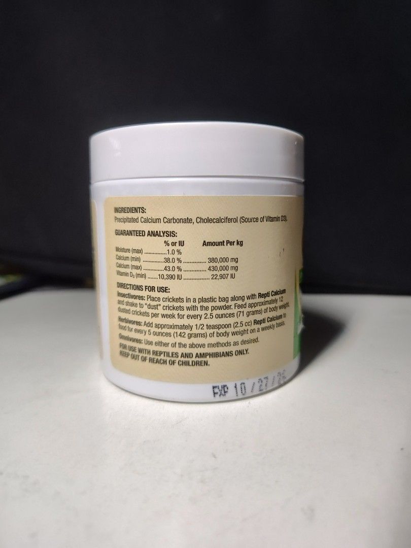 Zoo Med Repti Calcium with D3 - flexible quantity| reptile essential calcium powder supplement (Category: Pet Food) located in Singapore. Submitted by herlaypants (Listing ID 1376146161, Image 3). Description: Calcium supplement that reptiles need!!! 🦎 turtle, terrapin, lizard, gecko, chameleon, frog etc. ✅ Manageable quantity ✅ For those trying out ✅ Small reptile/Small eater Other flexible quantity can be discussed. AVAILABLE PORTIONS: 38cm³/1