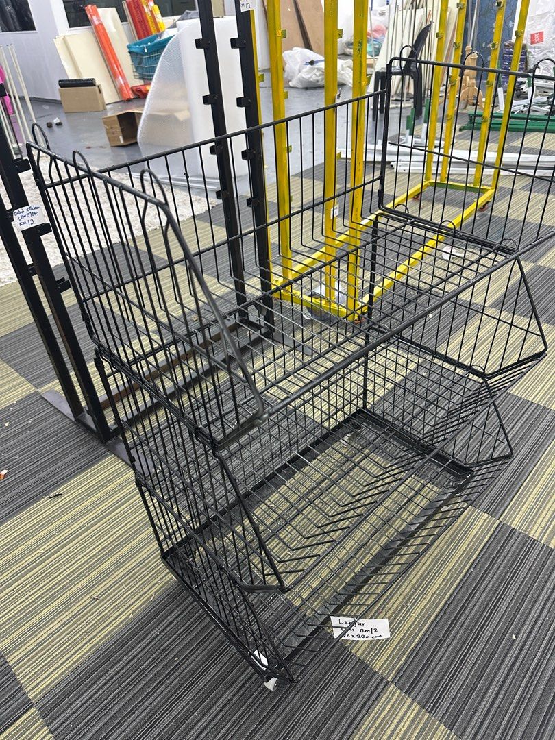3-Tier Metal Wire Display Rack (with Wheels), Furniture & Home Living ...