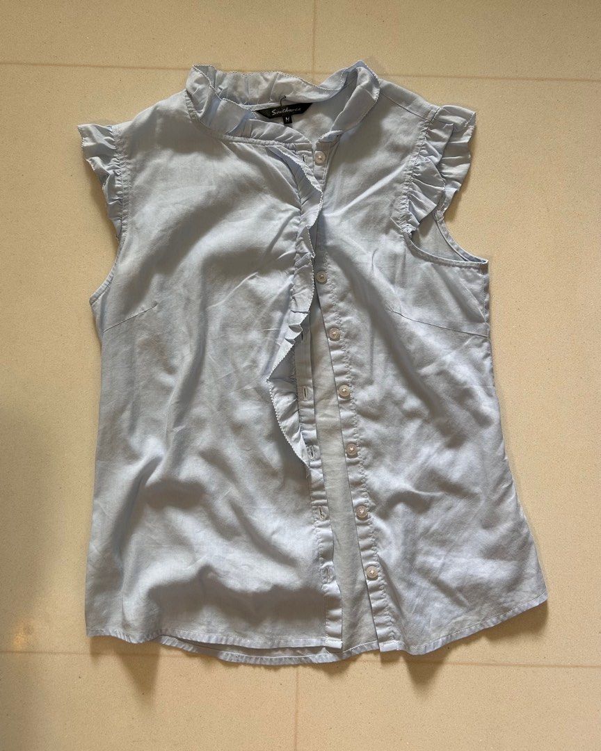 Babydoll vintage blue blouse (Category: Blouses) located in Singapore. Submitted by meta_angel (Listing ID 1376228946, Image 1). Description: Very sweet babydoll blouse perfect for work or dates! I’ve only wore it twice so it is in good condition! -Meetups at my convenience -$3 mailing fee.