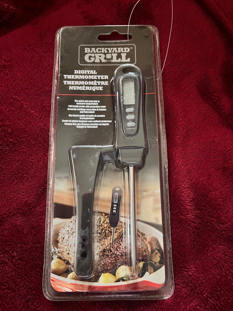 Backyard Grill Digital Meat Thermometer (Category: BBQ, Grills & Hotpots) located in La Trinidad. Submitted by whatnotcollections (Listing ID 1376225708, Image 1). Description: Check meat temperature without the wait. This Digital Thermometer features a full length probe with protective cover that snaps in place for convenience. It can be used for Fahrenheit or Celsius..