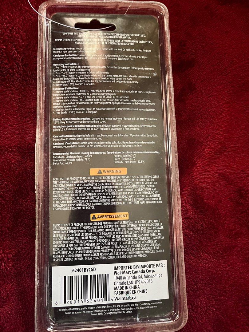 Backyard Grill Digital Meat Thermometer (Category: BBQ, Grills & Hotpots) located in La Trinidad. Submitted by whatnotcollections (Listing ID 1376225708, Image 2). Description: Check meat temperature without the wait. This Digital Thermometer features a full length probe with protective cover that snaps in place for convenience. It can be used for Fahrenheit or Celsius..