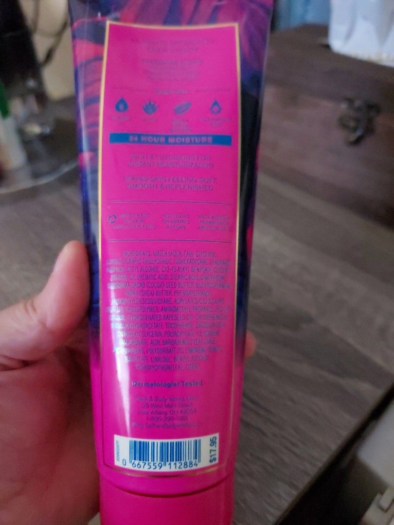 Bath and Body Works Body Cream (Category: Body Care) located in Pasig City. Submitted by sensenwashington (Listing ID 1376240395, Image 2). Description: sealed bath and body works Bahamas Passion Fruit and banana flower body cream pasalubong from the US RFS: i use a different type of lotion.