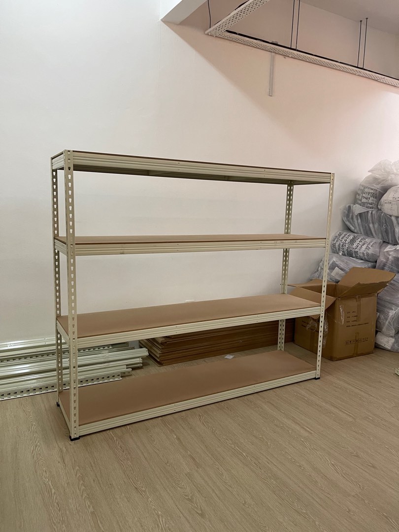 Beige Steel Rack Beige White Boltless Rack Storeroom, Furniture & Home Living, Furniture ...