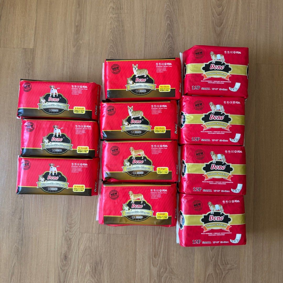[BNIB] DONO Diapers for dogs (Category: Health & Grooming) located in Singapore. Submitted by singaporepickers (Listing ID 1376254826, Image 1). Description: [BNIB - Non-Nego] 3x DONO Diapers Female XS - $7.50 2x DONO Diapers Female M - $5.00 [SOLD] 2x DONO Diapers Female L - $5.00 4x DONO Diapers Male S - $10.00 [SOLD] Meet-up @ 62B Strathmore Avenue S143062.