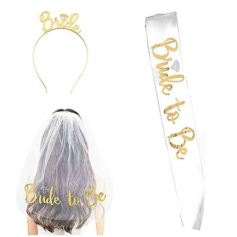 Bridal Theme Decoration/Kit for Bachelorette Party (Category: Other Accessories) located in Pasig City. Submitted by YOUnique (Listing ID 1376302462, Image 2). Description: USED ONCE. -HAIR BAND -SASH -VEIL Delivery thru Grab/Lalamove.