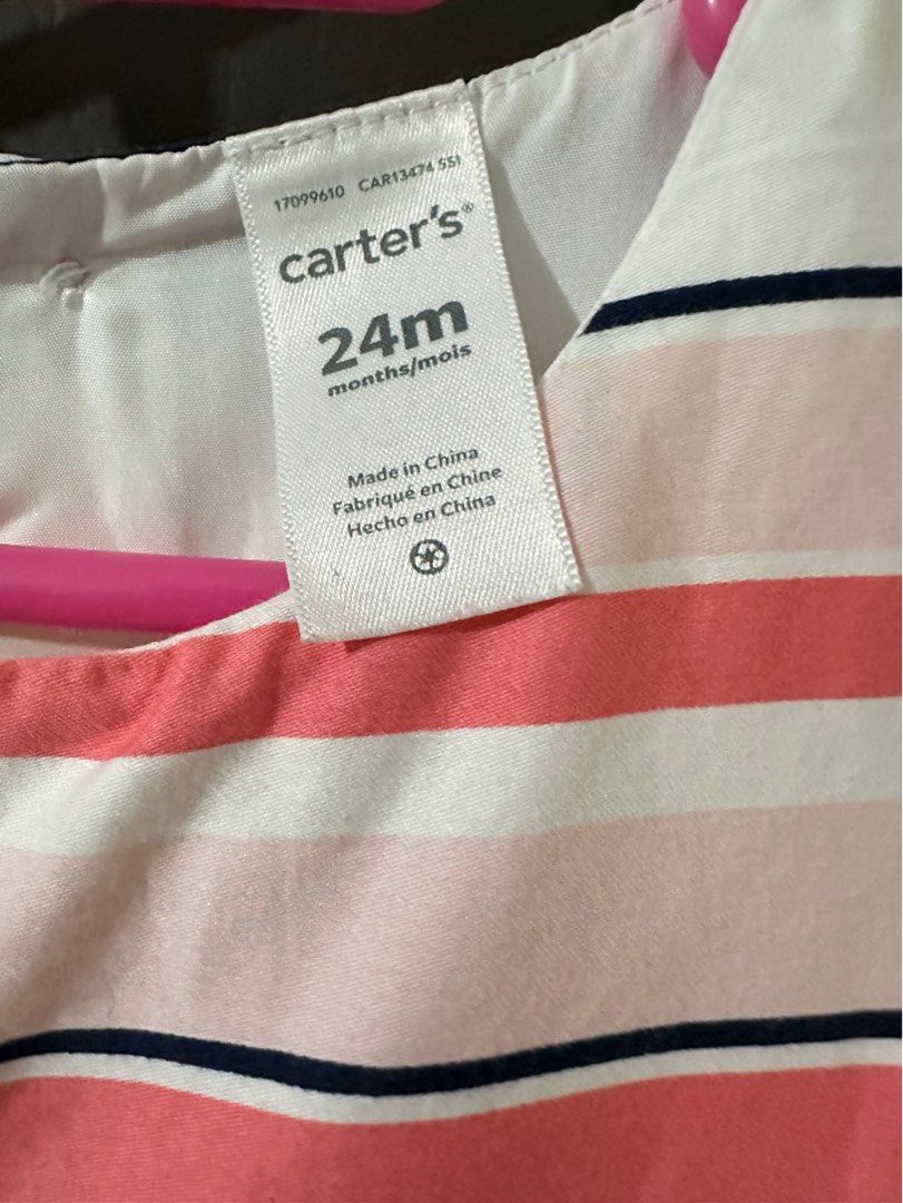 Carter’s Stripes Dress (Category: Babies & Kids Fashion) located in Paranaque City. Submitted by decluttermatters (Listing ID 1376411324, Image 2). Description: 👗 From 🇺🇸 👗 Size is 24 months on tag 👗Super pretty RFS: Outgrown ✅ For used items, kindly manage your expectations. If you are meticulous with used clothings, I highly suggest you bid on new or excellent used condition items to save us both time and hassle. Thanks! ✅ Actual color may
