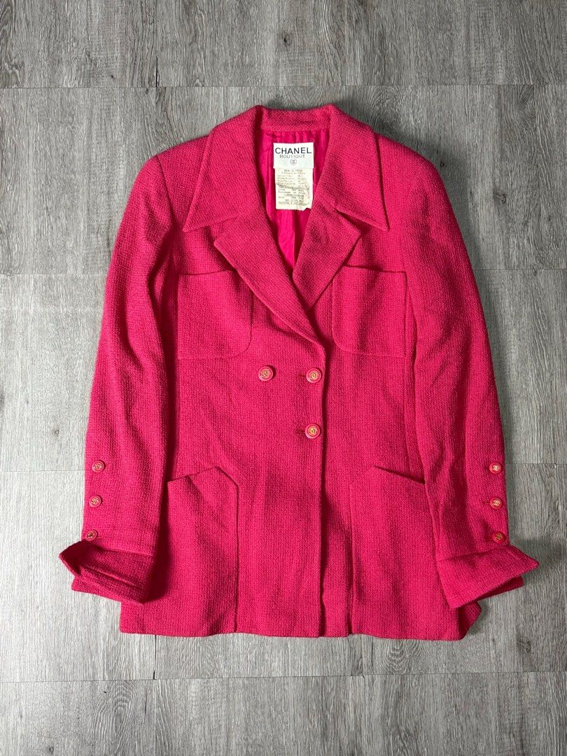 Chanel 94 Cruise Pink Tweed Jacket (Category: Luxury Apparel) located in Bayambang. Submitted by highendsph (Listing ID 1376262650, Image 1). Description: Size: M.