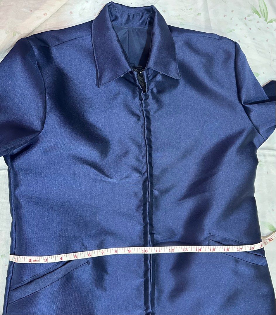 Customized Slim Fit Navy Blue Tuxedo Coat Zip (Category: Coats, Jackets and Outerwear) located in Legazpi City. Submitted by lezarellesque (Listing ID 1376335984, Image 3). Description: Custom made by our couturier but it wasn’t finished in time for the event. Can be worn in both semi-formal and formal events since this was designed to be a zip up coat jacket. Best fits Men with Medium frames, see photos for measurements .