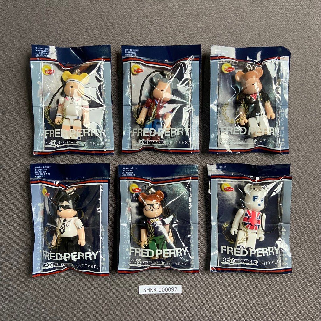 Fred Perry Bearbrick Keychains Set of 6 (Complete Set) (Category: Designer & Blind Box Toys) located in Santa Rosa. Submitted by shikaricollectibles (Listing ID 1376299950, Image 1). Description: Fred Perry Bearbrick Keychains Fred Perry x Lipton x Medicom Toy Set of 6 (Complete Set) Sealed Price: ₱750 set Location: Santa Rosa, Laguna/ Cubao, QC MOD: J&T/ LBC/ Lalamove MOP: Gcash/ BPI.