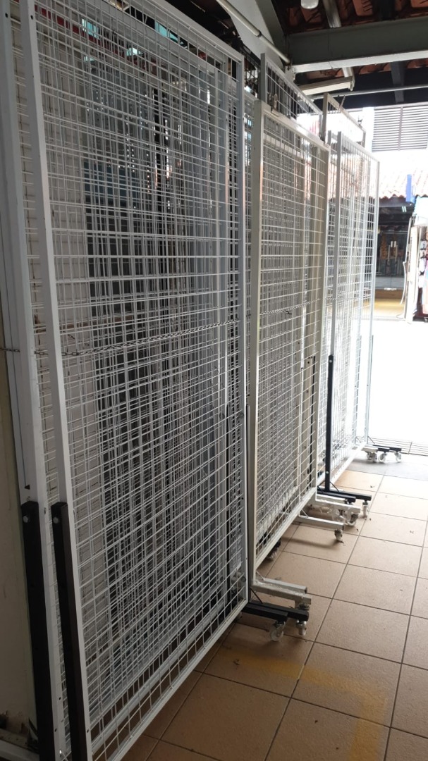 [BUY 1 GET 1 FREE] Grid Mesh Display Rack Frame with Wheels and Add-On ...