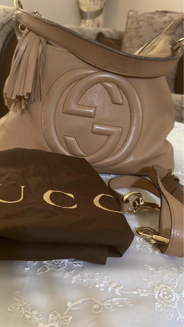 Gucci Soho Shoulder / cross body bag (Category: Bags & Wallets) located in Singapore. Submitted by nsw25 (Listing ID 1376338579, Image 1). Description: Original Gucci bag. Bought in 2019 in Italy. Used with care. Have sent to Reeluxs bag spa a week ago and paid $179 for restoration. Comes with 2 straps to use as shoulder bag or crossbody bag. Still have its cloth bag as well. .