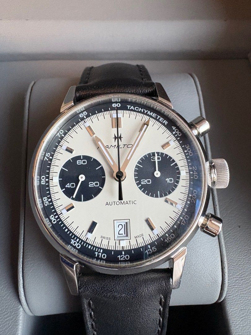 Hamilton Panda Intramatic (Category: Watches) located in Singapore. Submitted by skybhoy (Listing ID 1376325513, Image 2). Description: Complete set with AD receipt. Rfs too many watches in rotation..