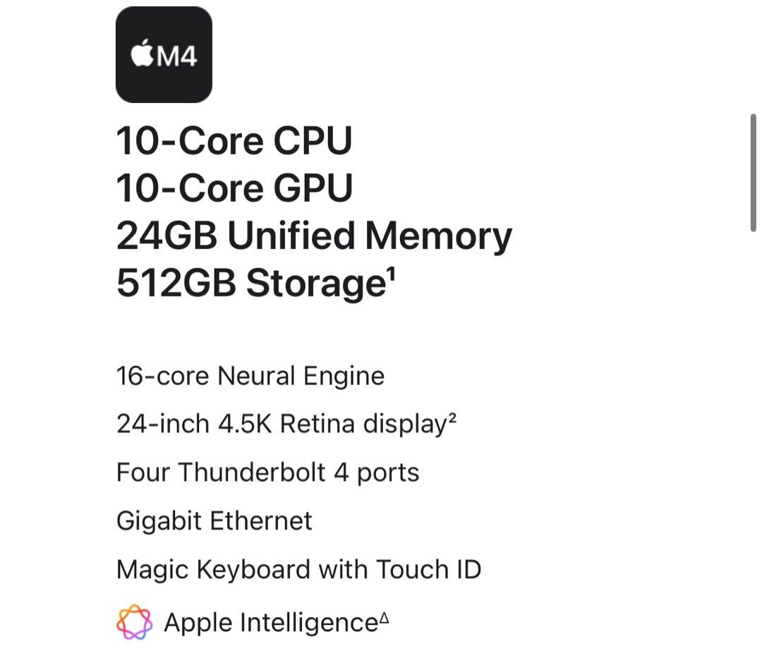 2025 iMac M4 10 核 24GB 512GB 存储 银色62863060631171111