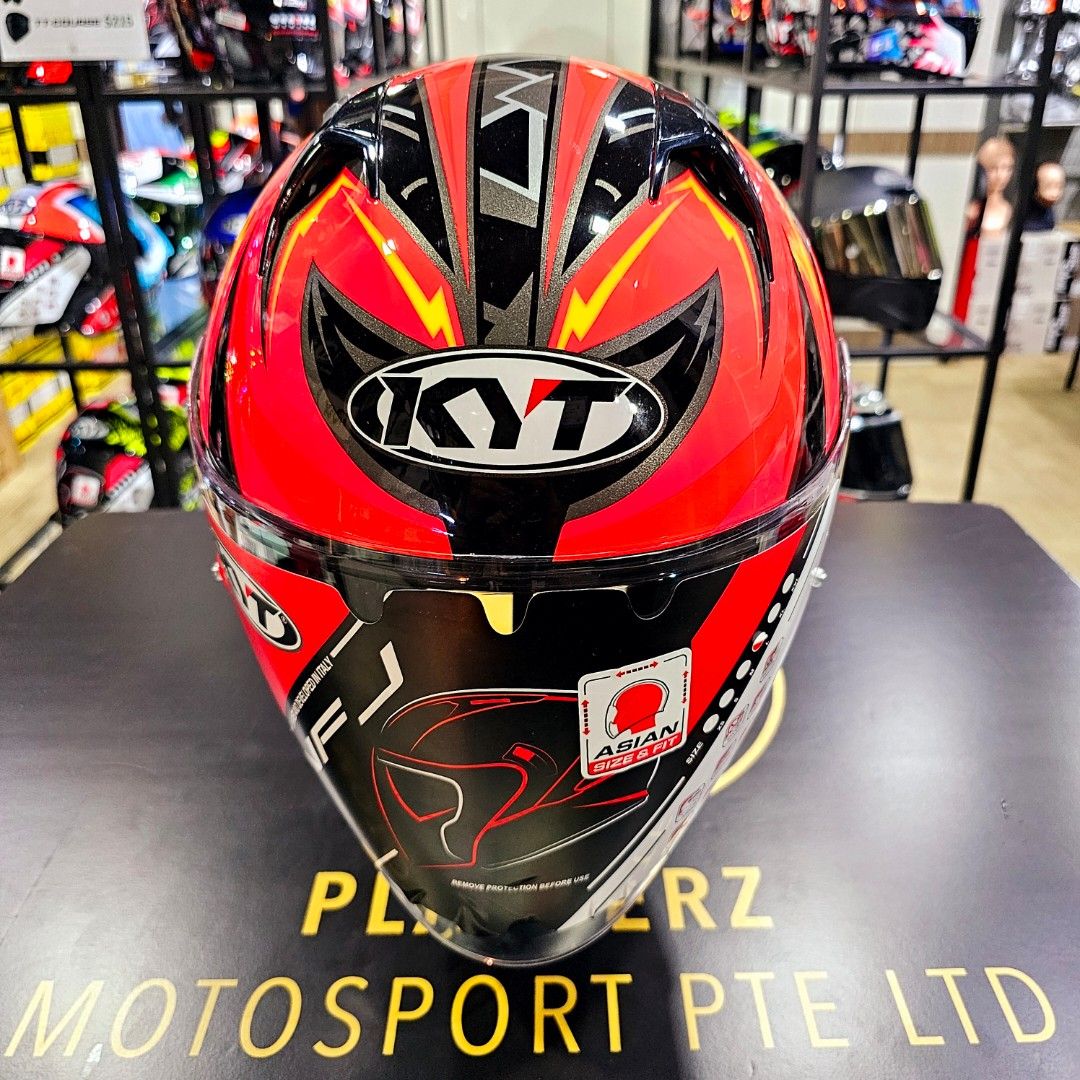 KYT NFJ HAFIZH SHAHRIN PESCAO HELMET (Category: Motorcycle Apparel) located in Singapore. Submitted by playberzmotosport (Listing ID 1376297195, Image 3). Description: KYT NFJ HAFIZH SHAHRIN HELMET..🔥🔥!! -RETAIL PRICE @$185 -PROMO @$165.. 🔥!! -TRADE IN PROMO @$145..🔥🔥!! (TRADE IN ANY USED OLD HELMET AT ANY CONDITION..😊👍!!) *VIEWING OR TRYING OF SIZES AT OUR SHOWROOM : PLAYBERZ MOTOSPORT -ADD: TOH GUAN CENTRE #06-11 (S608609) -TIME: OPEN DA