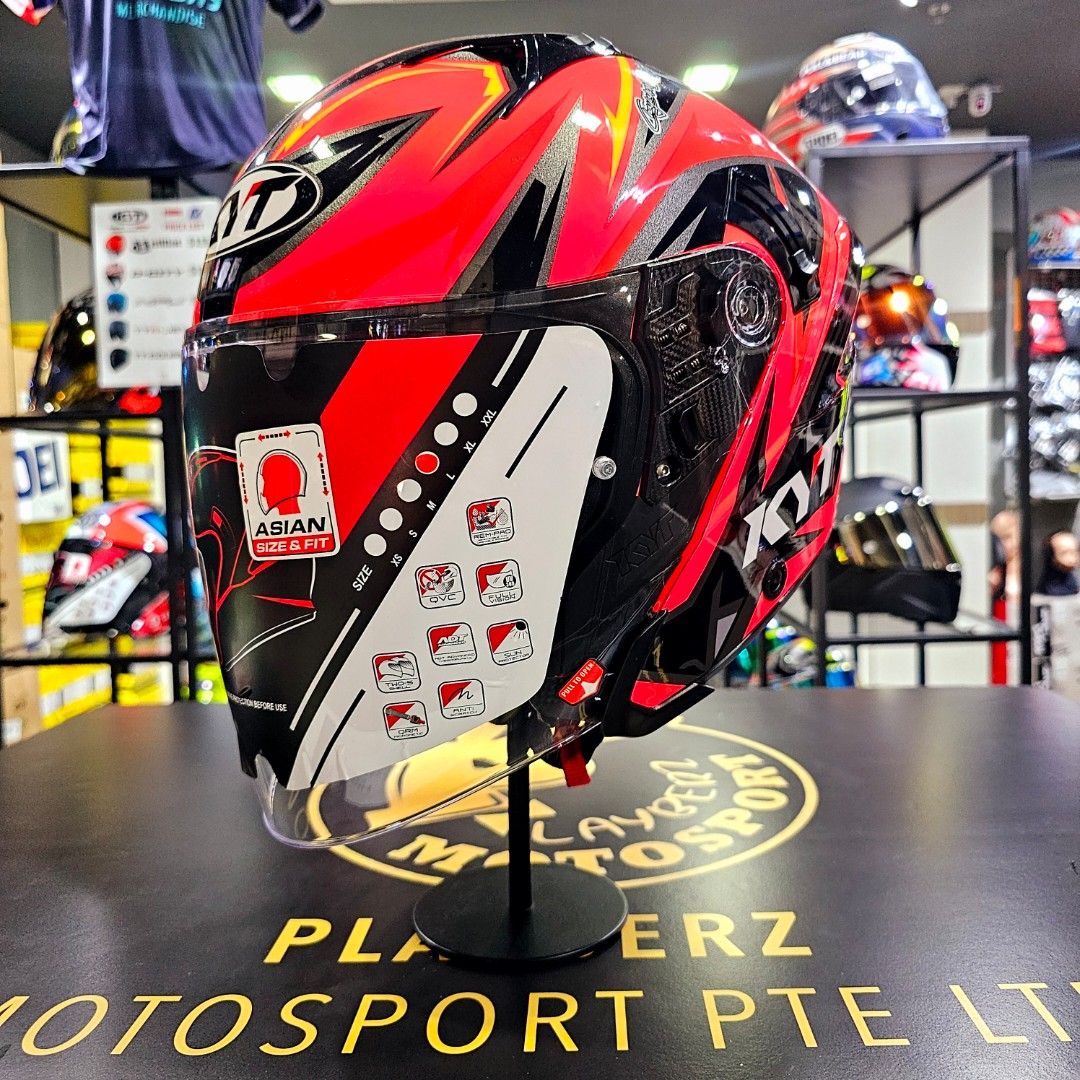 KYT NFJ HAFIZH SHAHRIN PESCAO HELMET (Category: Motorcycle Apparel) located in Singapore. Submitted by playberzmotosport (Listing ID 1376297195, Image 2). Description: KYT NFJ HAFIZH SHAHRIN HELMET..🔥🔥!! -RETAIL PRICE @$185 -PROMO @$165.. 🔥!! -TRADE IN PROMO @$145..🔥🔥!! (TRADE IN ANY USED OLD HELMET AT ANY CONDITION..😊👍!!) *VIEWING OR TRYING OF SIZES AT OUR SHOWROOM : PLAYBERZ MOTOSPORT -ADD: TOH GUAN CENTRE #06-11 (S608609) -TIME: OPEN DA