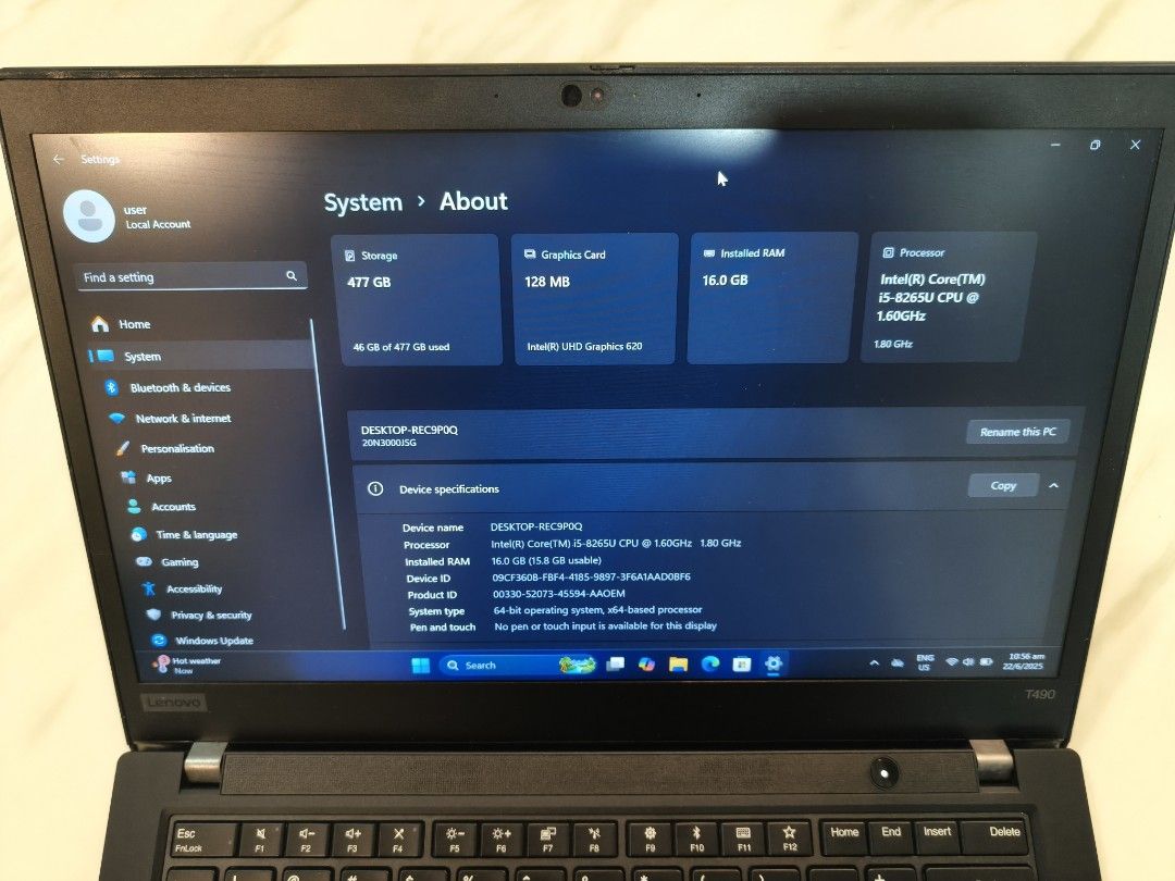 Lenovo Thinkpad T490 Laptop Intel Core i5 16GB RAM 512GB SSD62863060489474111