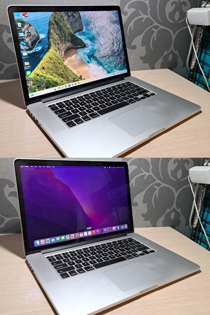 由 nancy.lan (刊登 ID 1376297945，圖片 1) 提交，位於 新北市 (New Taipei) 的 MacBook Pro 15" dual systems! i7 16G 256G (Windows/Mac) 雙系統 (類別：桌上電腦或筆記型電腦)，說明：MacBook Pro dual system [Mac System] *CPU: Intel core i7 *16G RAM/256G SSD *LCD: 15-inch *iOS: 12.7 *Cycle count: 580 *Manufacturer: 2016 [Windows System] *CPU: i7-4770HQ *16G RAM/256G SSD *Windows 11 Pro *LCD: 15" *Intel Iris Pro Graphics 5200 This one is dual system & 15 inches big screen. Good functions. N