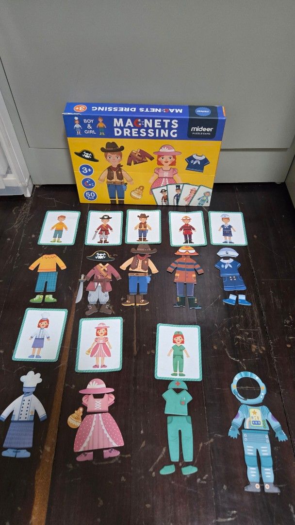 Mideer Dressing Up Magnets (Category: Board Games & Puzzles) located in Malabon City. Submitted by emmashappymommy (Listing ID 1376328548, Image 3). Description: Magnetic Dress Up Puzzle Game Php 350.00 1 card missing- Austronaut 1 shoe missing- Gentleman MOP: Gcash Only RFS: Decluttering Pick up Loc: Potrero Malabon.