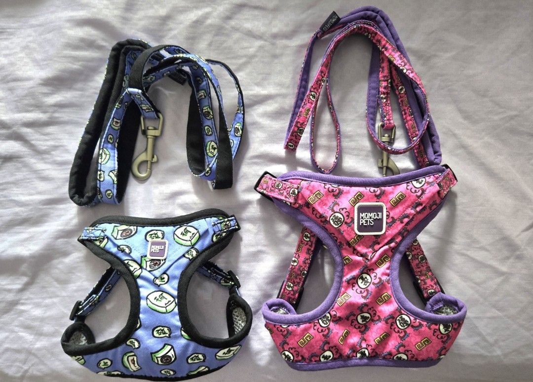 Momoji Dog Harness & Leash (Category: Homes & Other Pet Accessories) located in Singapore. Submitted by cheekons (Listing ID 1376347591, Image 1). Description: - Left with Long Live The Fur in size M. - Blue (sold).