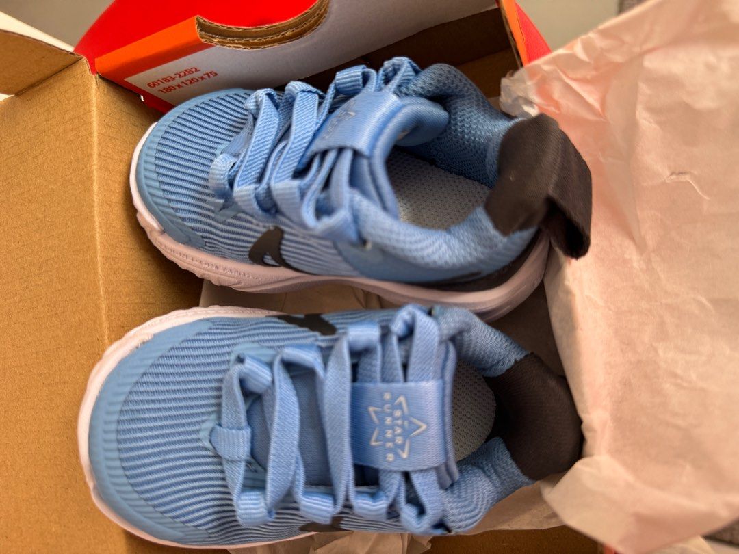 Nike Toddler Shoes Blue (Category: Babies & Kids Fashion) located in Singapore. Submitted by vintageworth (Listing ID 1376238898, Image 1). Description: Brand new in box Got it as a gift but not suitable ; 100% brand new ; unworn Size: UK 2.5 .