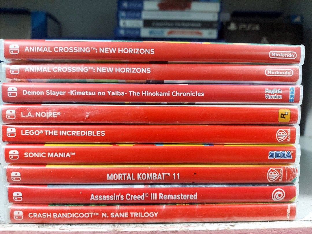 NINTENDO SWITCH (NSW) GAMES (Category: Nintendo) located in Santa Rosa. Submitted by agentred1142 (Listing ID 1376225140, Image 2). Description: NINTENDO SWITCH (NSW) GAMES STA ROSA LAGUNA - meet up - Lalamove - LBC/COP Animal Crossing - 1700 Demon Slayer - 1500 L.A Noire - 1300 Mortal Kombat 11 - 1000 Assassin's Creed 3 Remastered - 1000 Crash Bandicoot N-Sane Trilogy - 1000 Sonic Mania - 1000 Lego The Incredibles - 1000 NBA2K20 - 500 SNK Heroin