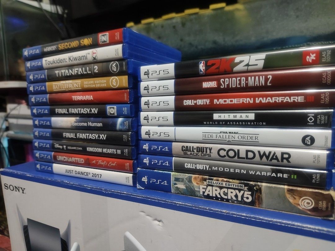 Ps4 and Ps5 Games (Category: PlayStation) located in Binan City. Submitted by olxph_401981327 (Listing ID 1376254532, Image 1). Description: For Sale only! Left Side - 500 each (PS4) Farcry 5 - 600 (PS4) COD Cold War - 1200 (PS5) Hitman - 1200 (PS5) Spiderman 2 - 1800 (PS5) COD Modern Warfare 3 - 2000 Fixed Price na po.. may less 100 pag 2 Games ang binili. Starosa Laguna.