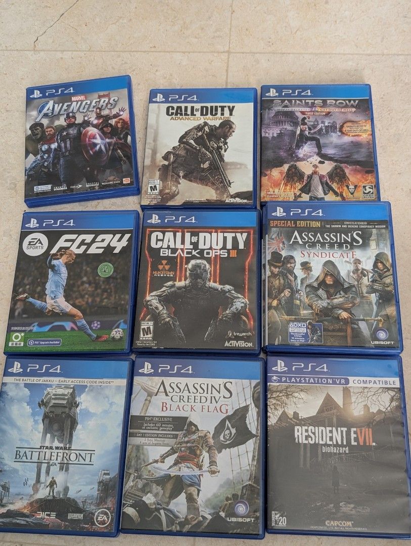 PS4 游戏 ps5 索尼 刺客信条：辛迪加 黑旗 生化危机7 星球大战：前线 fc24 使命召唤III 黑色行动 3 高级战争 圣安地列斯IV 4 逃离地狱 漫威复仇者联盟62863061101569111