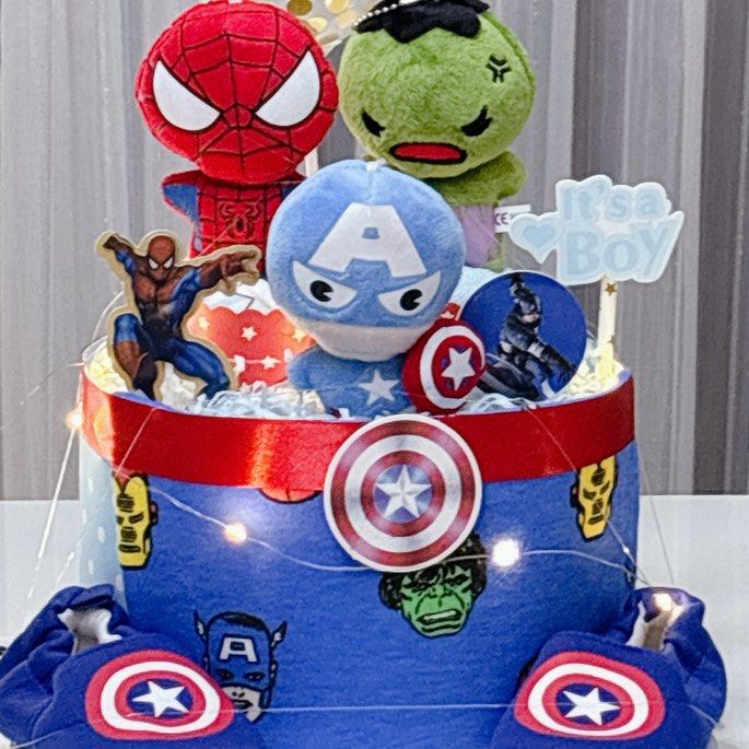 Ready stock Superheroes Diaper Cake, Babies Kids, Bathing