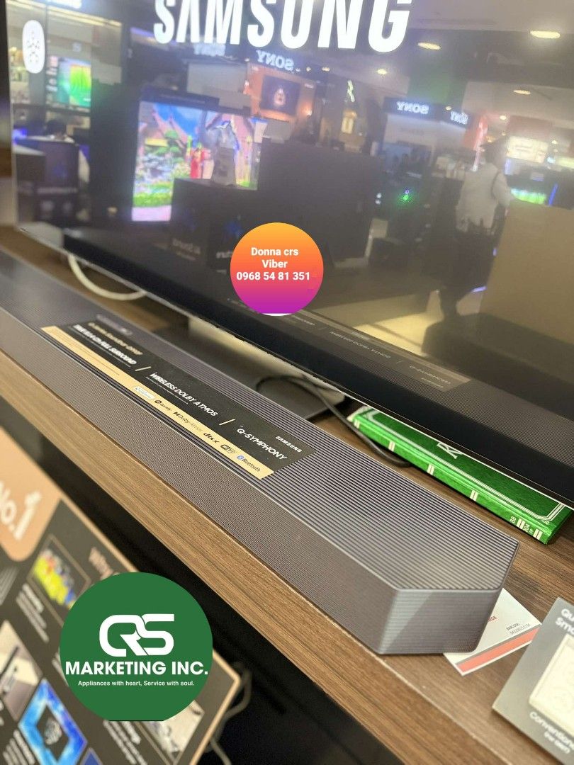 Samsung soundbar (Category: Soundbars, Speakers & Amplifiers) located in Manila. Submitted by donnasagao03665 (Listing ID 1376291328, Image 2). Description: 💚 SAMSUNG SOUNDBAR 2025 MODEL / SAMSUNG TOWER SPEAKER / SAMSUNG SPEAKER MUSIC FRAME 💚 📍 MUSIC FRAME HW LS60D - 14,500 📍 TOWER MX T50 - 12,300 MX T70 - 17,200 MX ST50B - 18,900 📍 SOUNDBAR HW B400F - 4,700 HW B450F - 10,000 HW Q600F - 18,400 HW QS700F - 24,000 HW Q800F - 24,900 HW Q930F - 