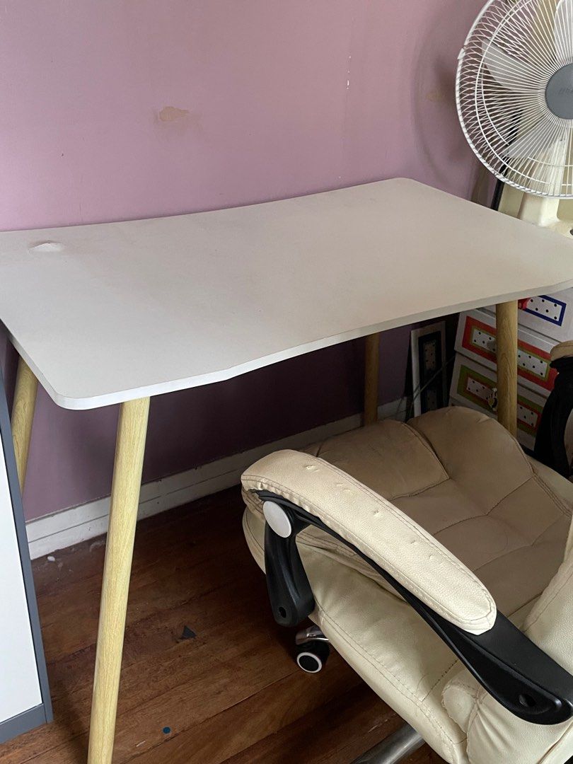 Study table and chair set (Category: Tables & Sets) located in Quezon City. Submitted by rylledeclutters (Listing ID 1376239216, Image 2). Description: negotiable! check picture for flaws rfs: decluttering .