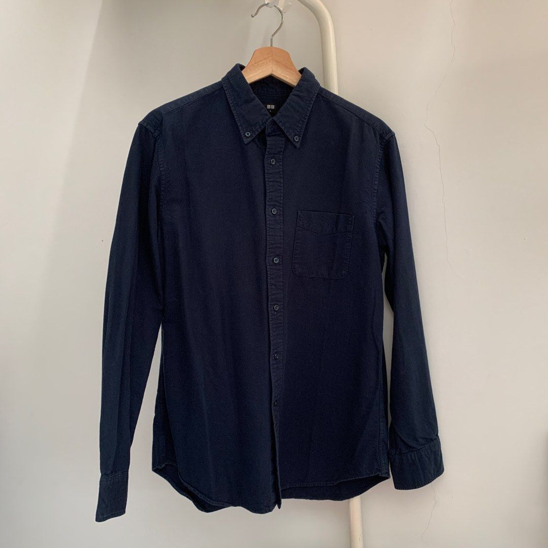 UNIQLO Oxford shirt, Long Sleeve Slim Fit, Size L, Navy