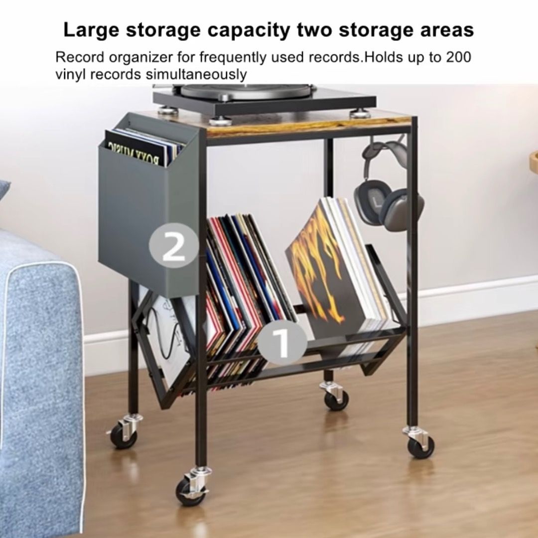 Vinyl Holder Side Table | Multipurpose Desk Side Rack | Compact Storage ...