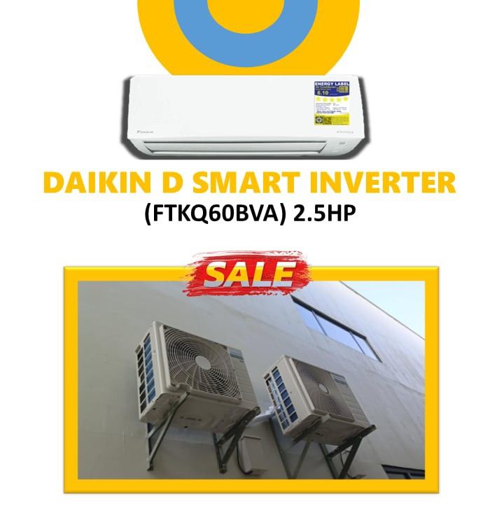 2.5Hp Daikin D Smart Inverter Split Type Aircon (Category: Air Conditioning and Heating) located in Quezon City. Submitted by jhenjhenag71834 (Listing ID 1376483866, Image 1). Description: FTKQ60BVA / RKQ60BVA 2.5hp D-Smart Inverter Daikin’s Inverter Technology provides the ideal temperature while using electricity efficiently and the Super PCB allows your air conditioner to withstand unstable voltage to prevent damage. Stay comfortable while mai