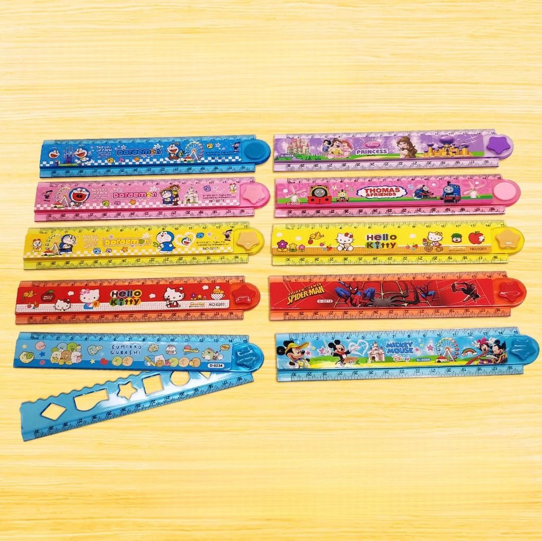 30cm Cute Cartoon Ruler Folding Stationery Plastic Foldable Ruler ...