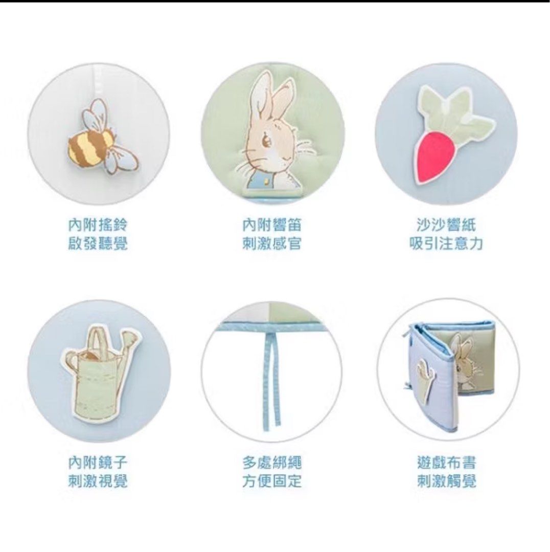由 yumiliao (刊登 ID 1376465716，圖片 2) 提交，位於 高雄市 (Kaohsiung) 的 奇哥 彼得兔多功能 嬰兒床圍 (類別：嬰兒玩具)，說明：全新 多買的備用床圍後來收著都沒有使用了 全新專櫃購入900多 便宜售出給需要的寶寶💕。