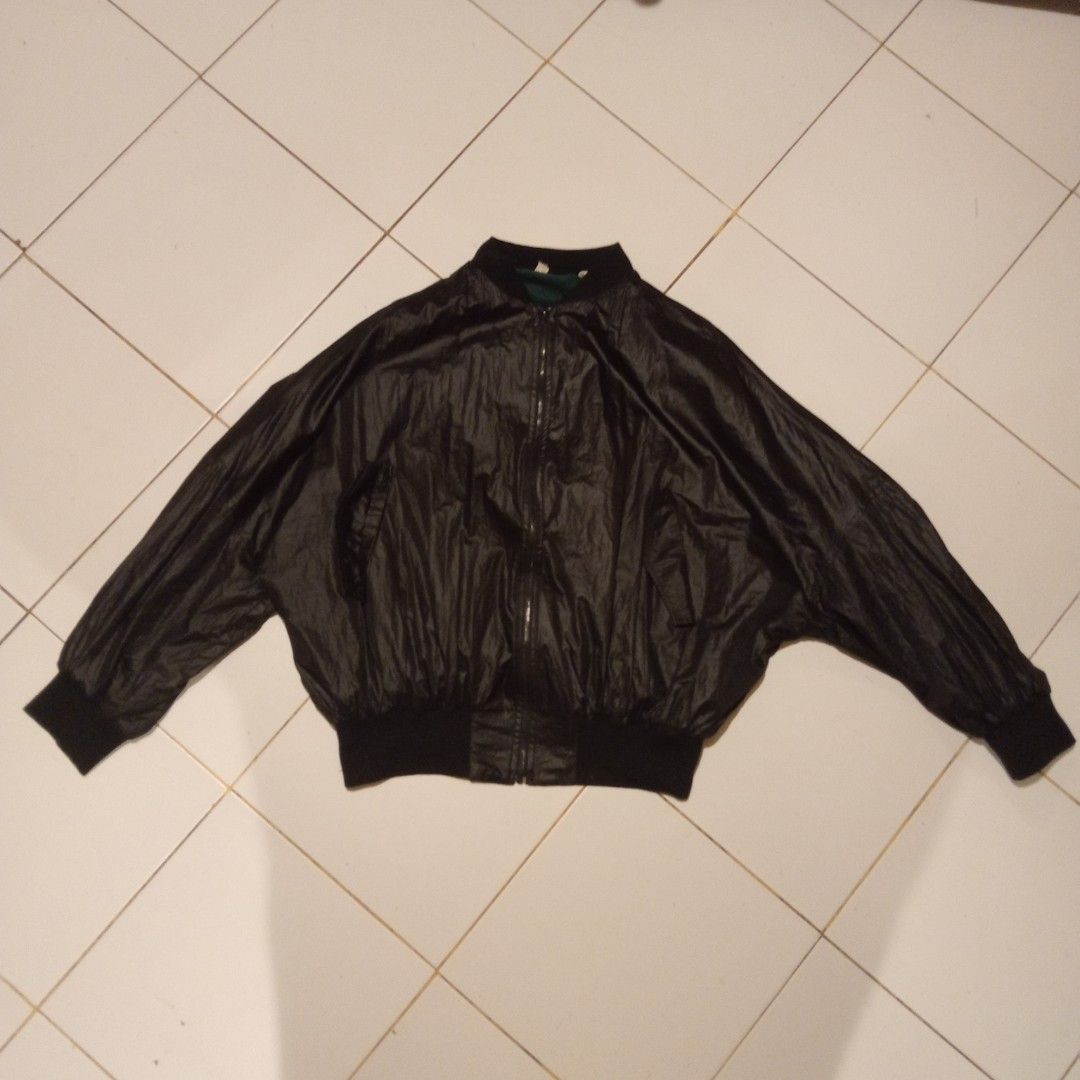 Black Boxy Bomber Jacket (Category: Coats, Jackets and Outerwear) located in Morong. Submitted by rusty.vault (Listing ID 1376562607, Image 1). Description: Black Boxy Bomber Jacket Silk Cloth Type Length: 25 inch Width: 30 inch no issue color may vary due to light 2 side pocket.