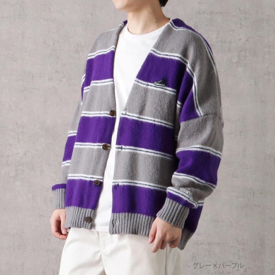 CONVERSE Men's Women Cardigan, Mohair-like, Wide Silhouette, V-neck, Logo,  Brand, Popular, Tops, Light Outerwear Not Uniqlo GU ZARA - Main Image