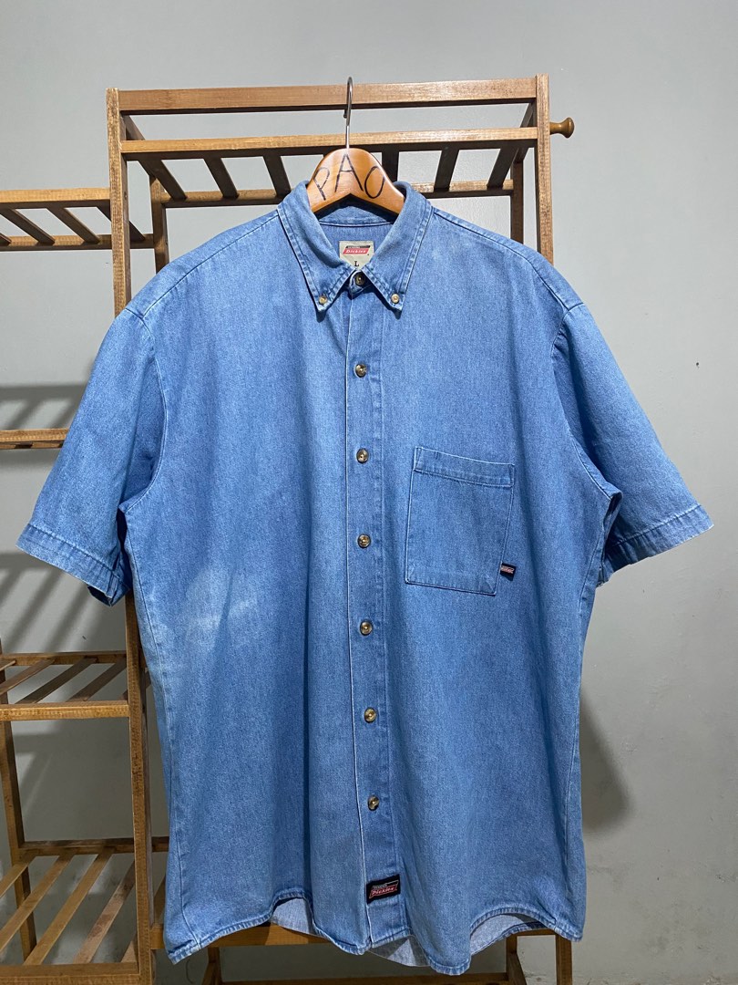Dickies Long Sleeve Button Down Denim Shirt, Men's Size M cotton blue type Vintage Second Hand main image 0